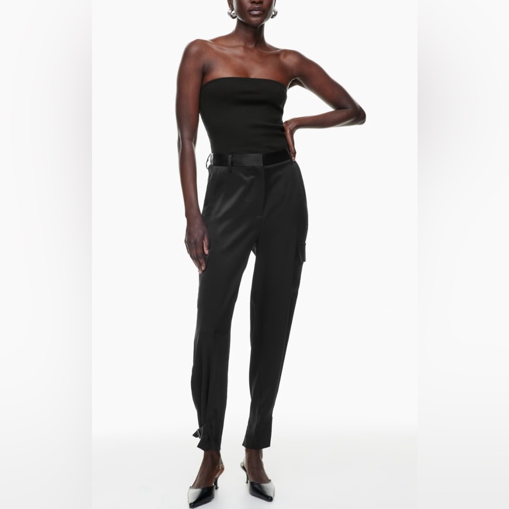 ARITZIA BABATON refined satin cargo pants black size 4